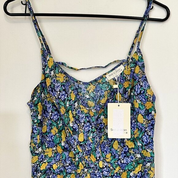 NWT See U Soon Floral V-Neck Tank Top - Size Small - Picture 3 of 8
